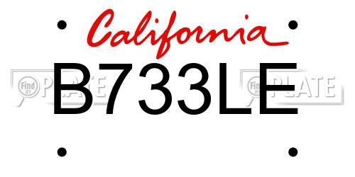 B733LE California License Plate