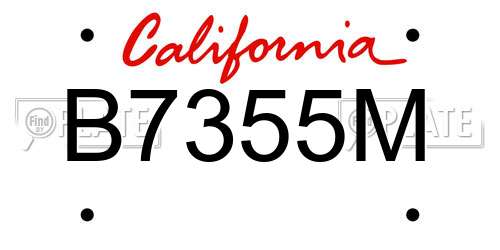 B7355M California License Plate