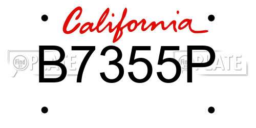 B7355P California License Plate