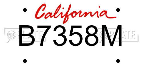 B7358M California License Plate