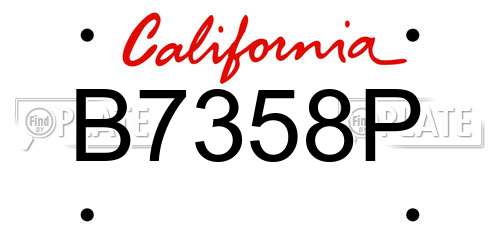 B7358P California License Plate