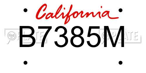 B7385M California License Plate