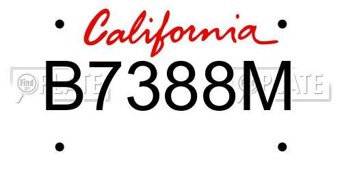 B7388M California License Plate