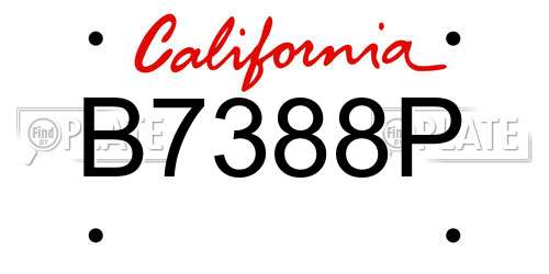 B7388P California License Plate