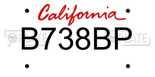 B738BP California License Plate