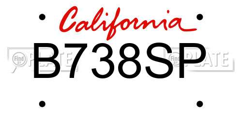 B738SP California License Plate