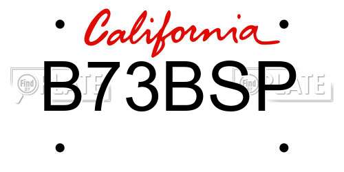 B73BSP California License Plate