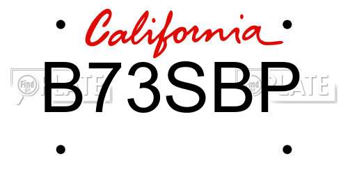 B73SBP California License Plate