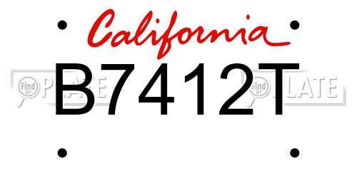 B7412T California License Plate