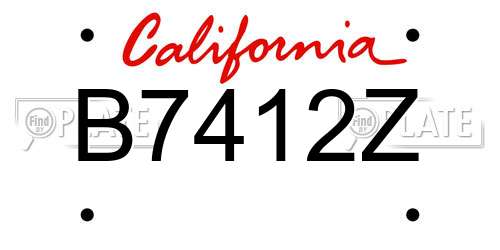 B7412Z California License Plate