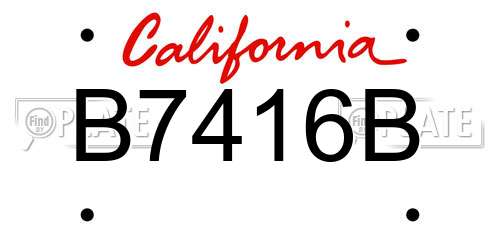 B7416B California License Plate