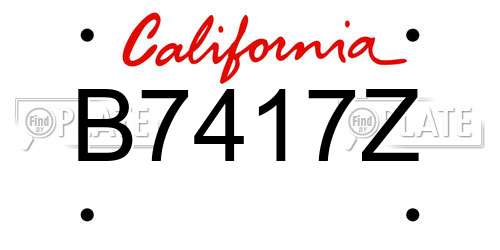 B7417Z California License Plate