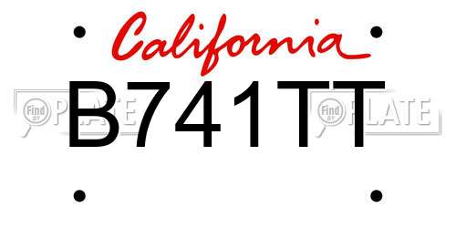 B741TT California License Plate