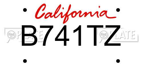 B741TZ California License Plate