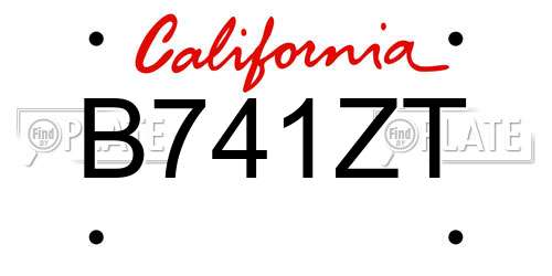 B741ZT California License Plate