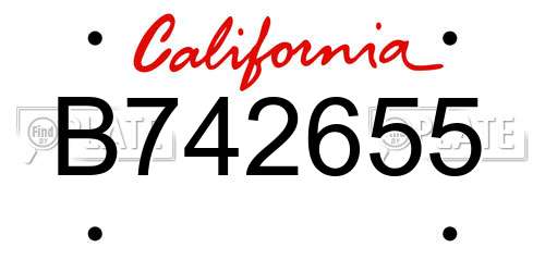 B742655 California License Plate