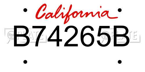 B74265B California License Plate