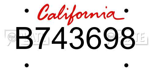 B743698 California License Plate