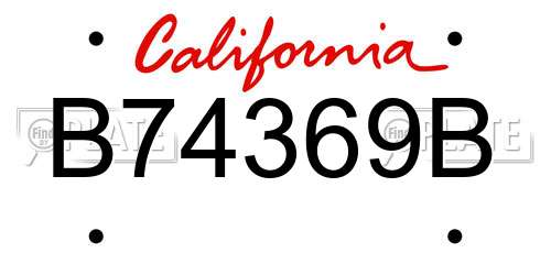 B74369B California License Plate