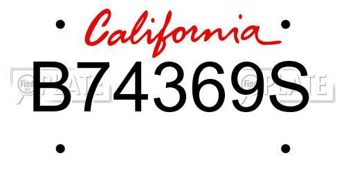 B74369S California License Plate