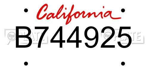 B744925 California License Plate