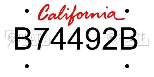 B74492B California License Plate