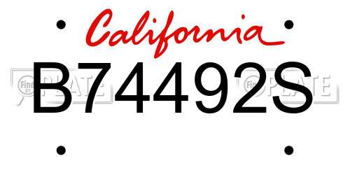B74492S California License Plate