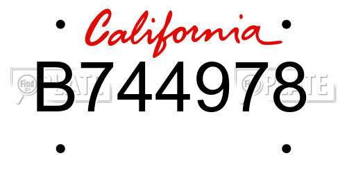 B744978 California License Plate