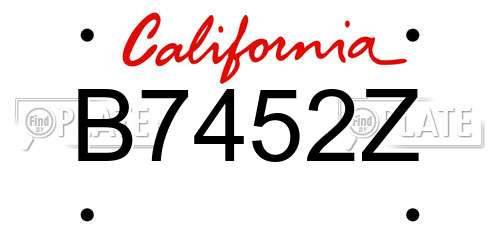 B7452Z California License Plate