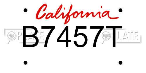 B7457T California License Plate
