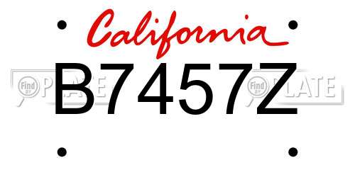 B7457Z California License Plate