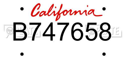 B747658 California License Plate