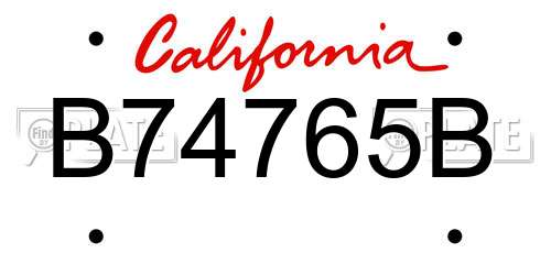 B74765B California License Plate