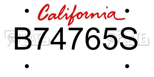 B74765S California License Plate