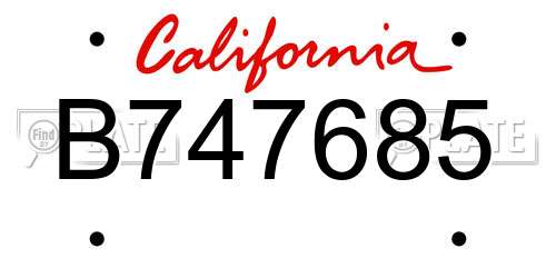 B747685 California License Plate