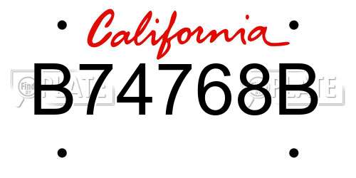 B74768B California License Plate