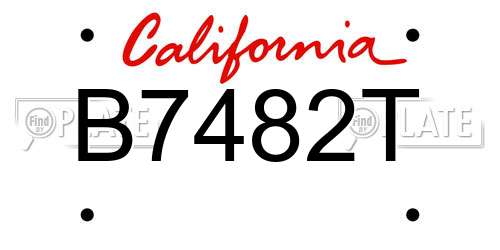 B7482T California License Plate