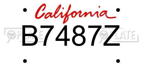 B7487Z California License Plate