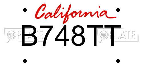 B748TT California License Plate