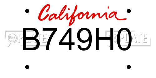 B749H0 California License Plate
