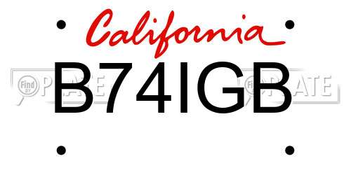 B74IGB California License Plate