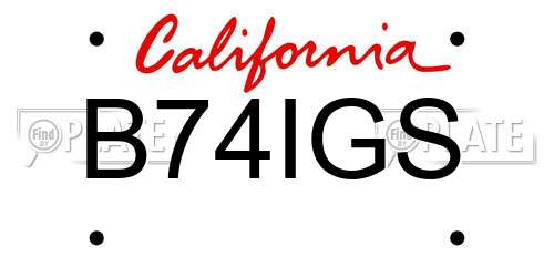 B74IGS California License Plate