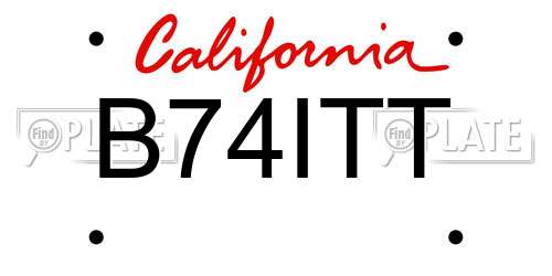 B74ITT California License Plate