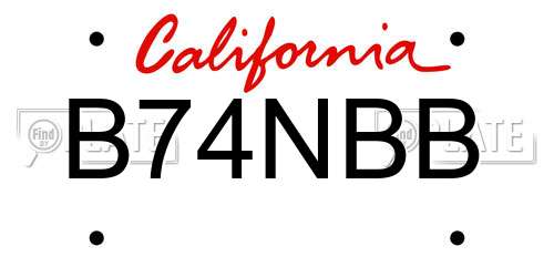 B74NBB California License Plate