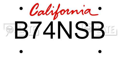B74NSB California License Plate