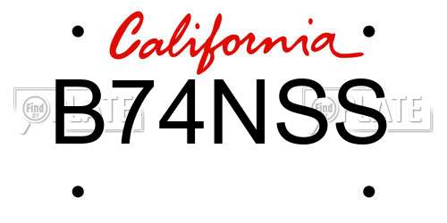 B74NSS California License Plate