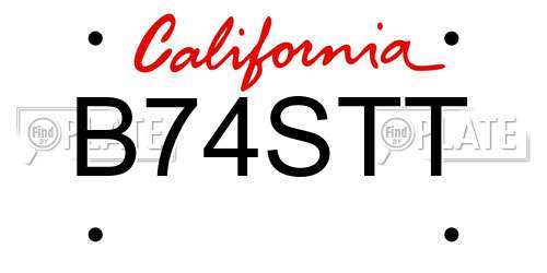 B74STT California License Plate
