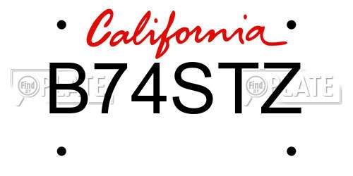 B74STZ California License Plate