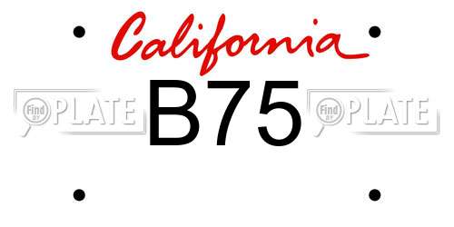 B75 California License Plate
