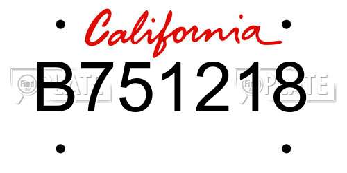 B751218 California License Plate